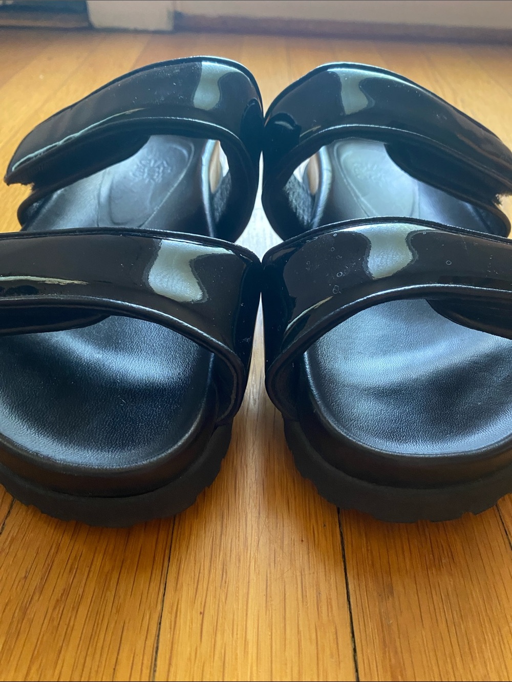 Gia Borghini Perni Black Patent Leather Lug Sole Slide Sandals Size 38 US 7 - Picture 12 of 13